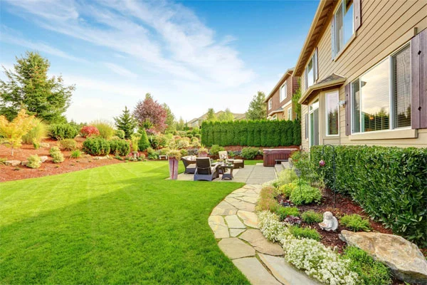 Home in City 1, State with professional lawn care and landscaping services.